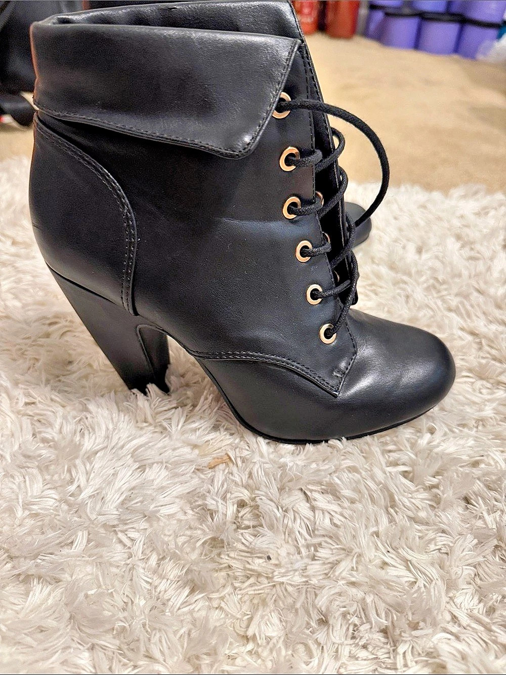 Bamboo Surprise 01 Black Lace-Up Convertible Combat Boots